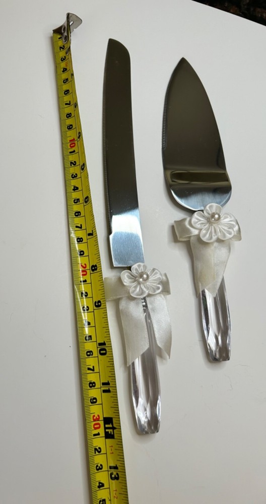 VTG Wedding Cake Knife and Server Set with Acrylic Handle 2000