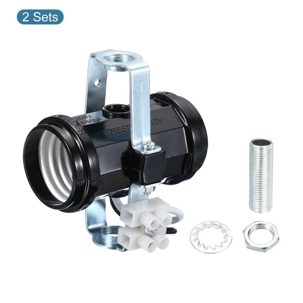 2pcs E27 Double Base Bulb Socket Adapter M10 Thread Lamp Holder 2 Light Socket