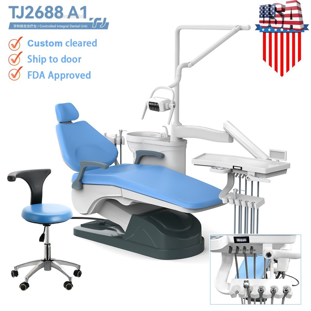 Dental Unit Chair Computer Control+Stool /Portable Suction Unit +Air Compressor
