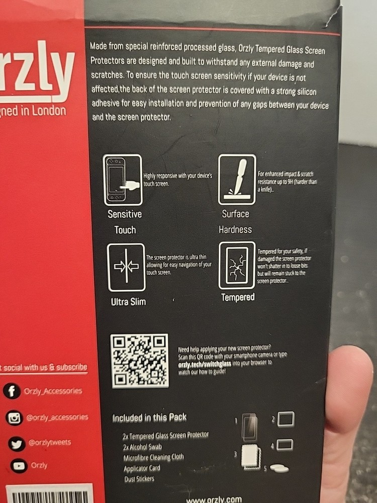 Orzly Premium Tempered Screen Protector 2pc For Nintendo Switch