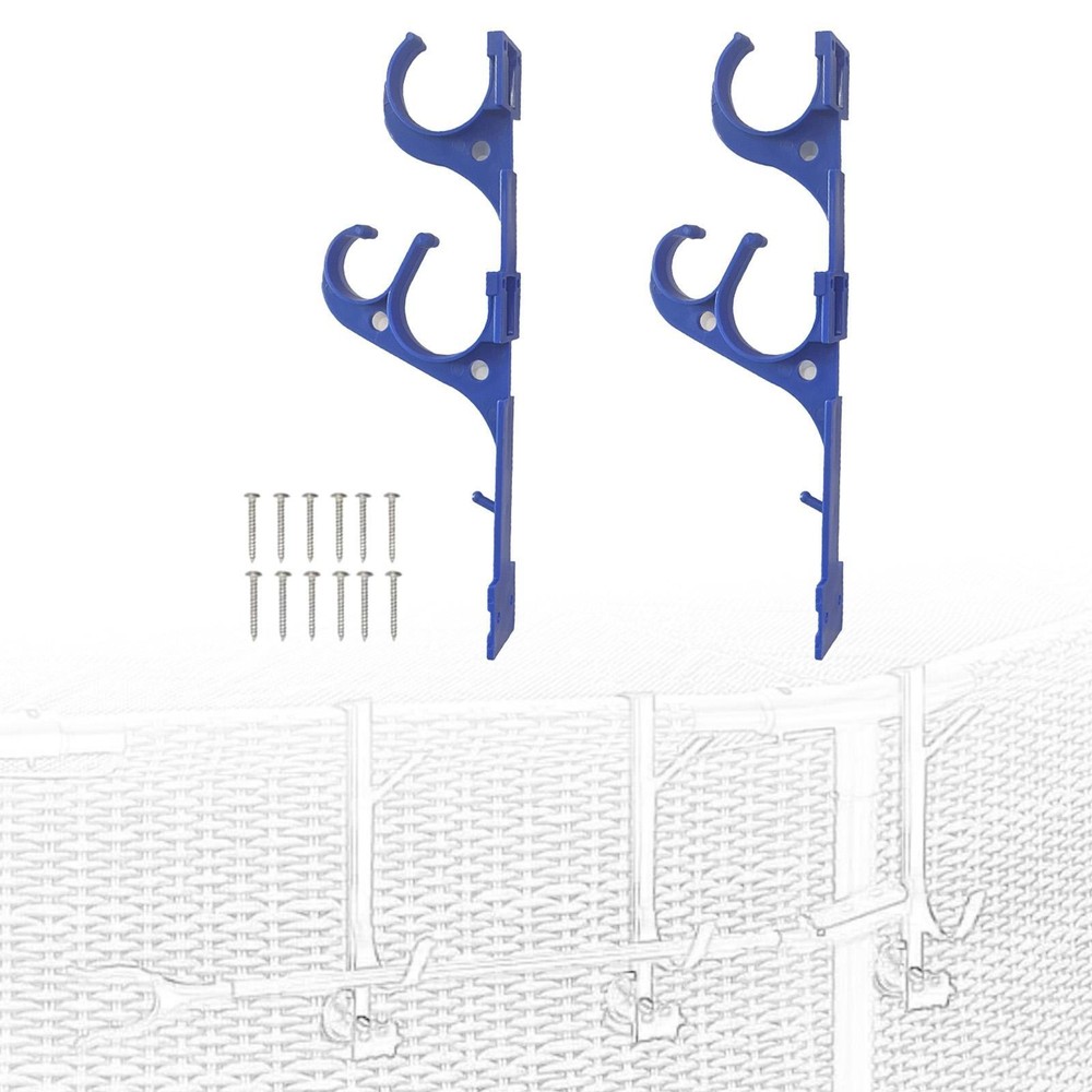 2Pcs Pool Equipment Hooks Brush Hanger Tool Holder Poolside Double Hook Storage