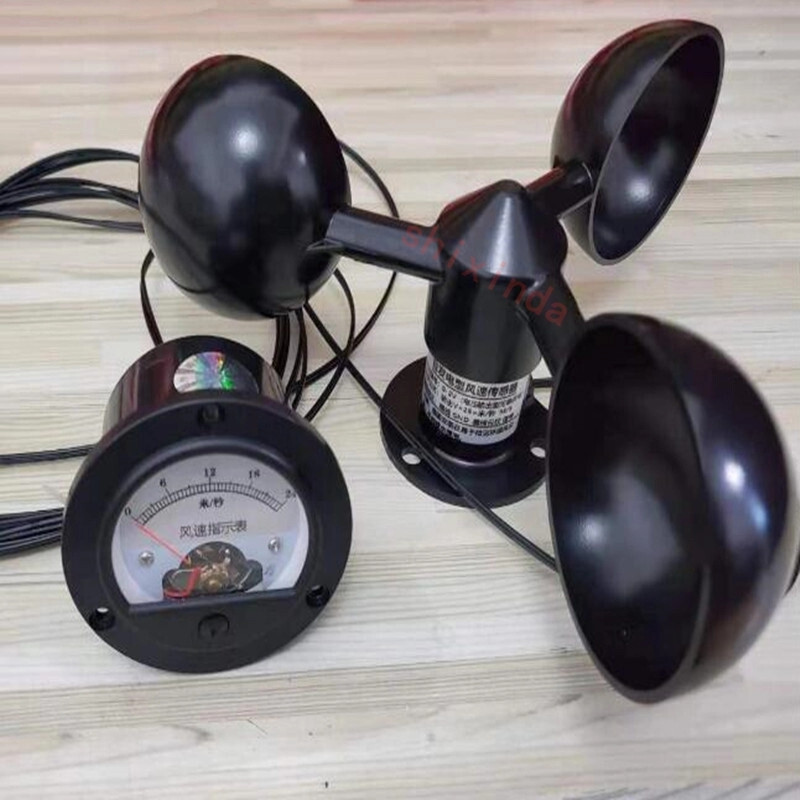 Wind Speed Sensor 3 Cup Anemometer Automatic Display With Self Powered Meter