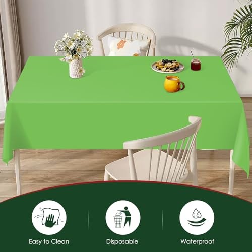 5 Pack 54 x 108 Inch Plastic Tablecloth Disposable Rectangle Lime Green