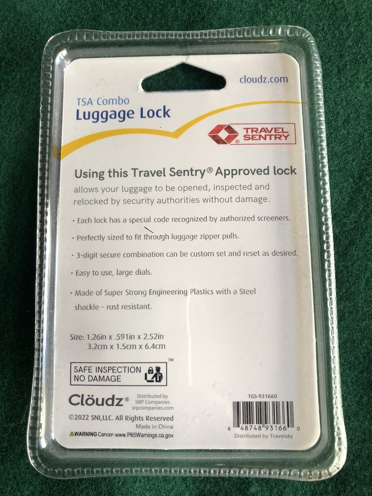 Cloudz TSA Combo Luggage Lock