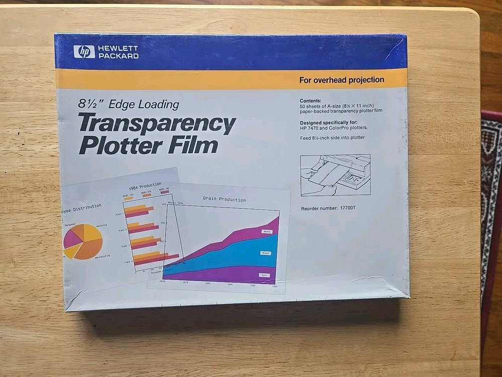 Hewlett Packard Transparency Plotter Film 50 sheets, 8 1/2 inch edge loading