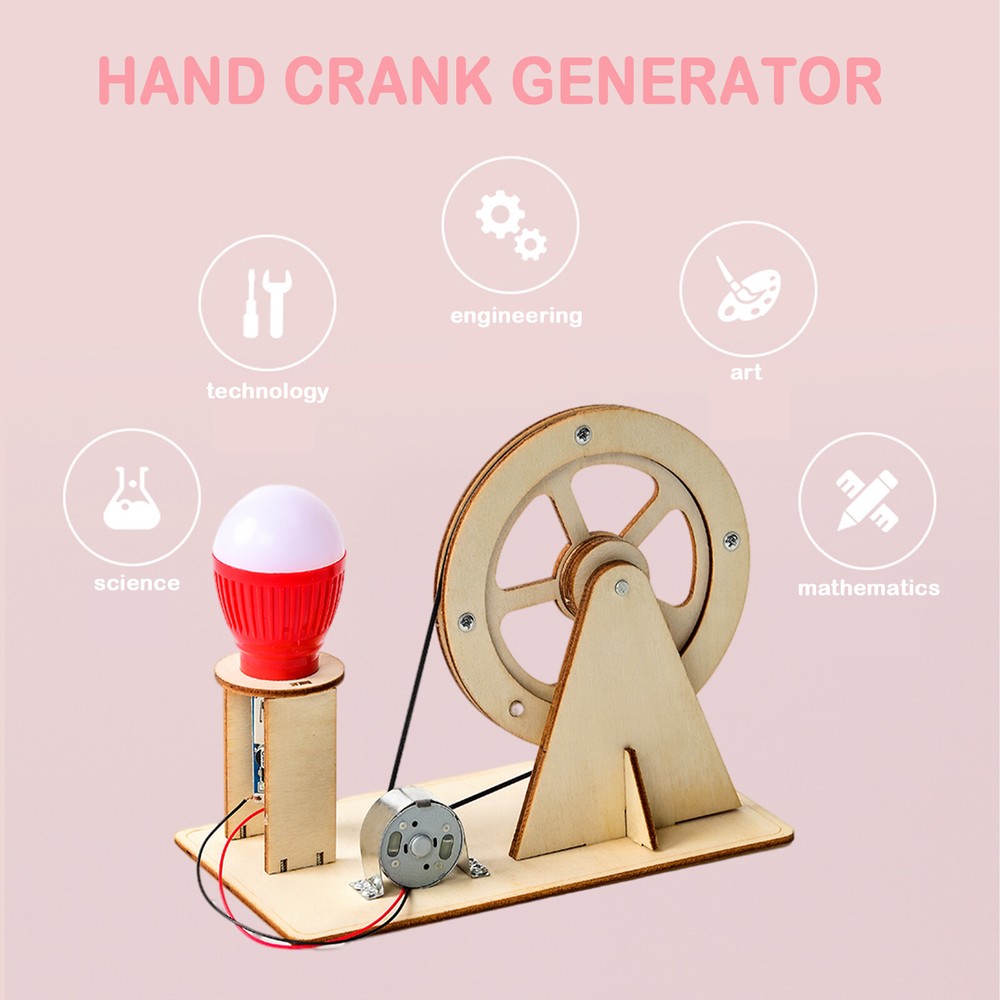 DIY Hand Crank Generator Model Kit Student Physics Experiments Educational Toy