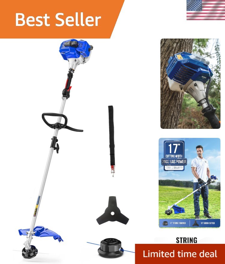 Multi-Function 26cc Gas Weed Wacker - Lightweight 19.1 lbs with Shoulder Strap