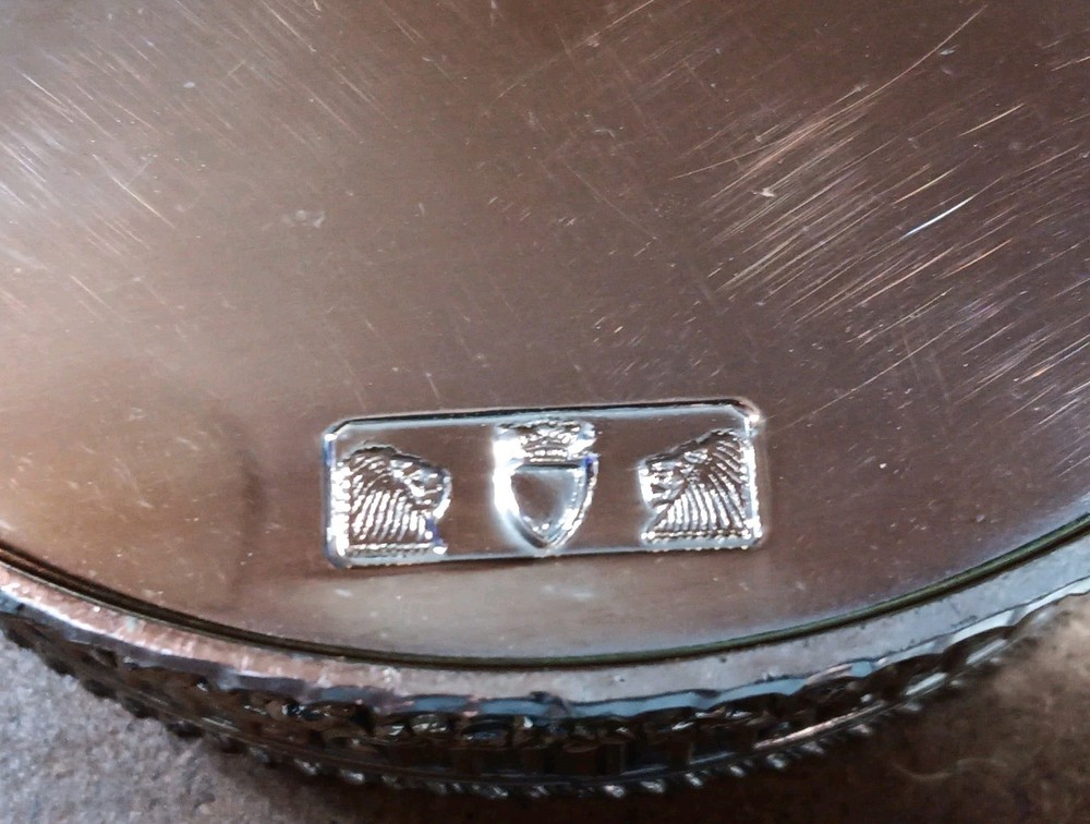 VINTAGE Silver Plate Etched Wine Bottle Holder Coaster 4.75" - From Japan