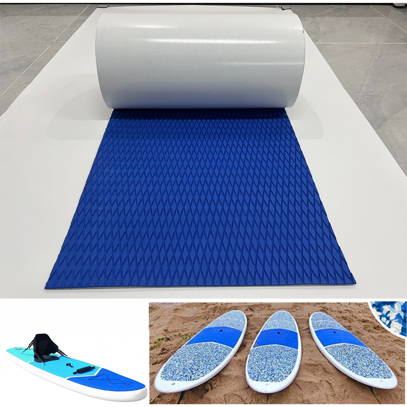 Blue EVA Foam Boat Flooring Sheet Mat 5mm Diamond Deck Grip Jet ski Traction Pad