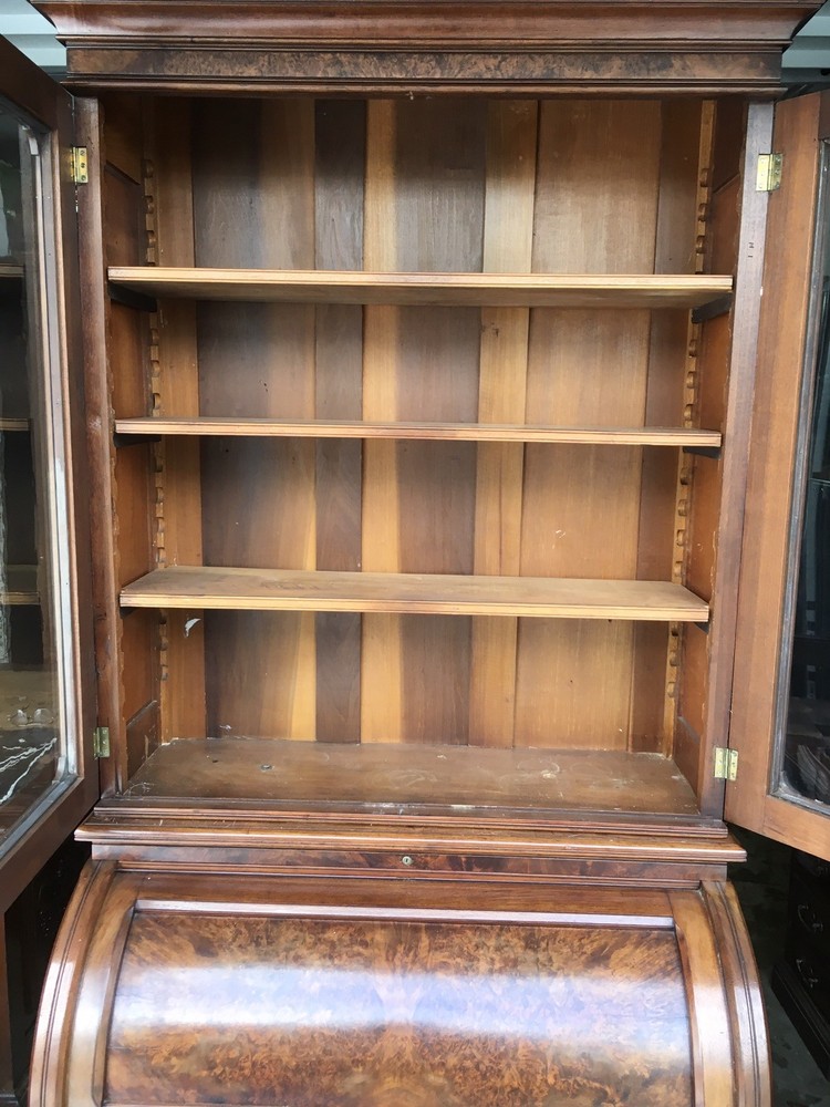 VICTORIAN WALNUT CYLINDER SECRETARY DESK