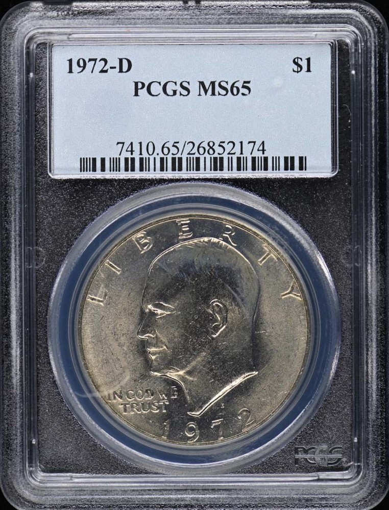 1972-D $1 Ike Dollar - Type 1 Clad PCGS MS65
