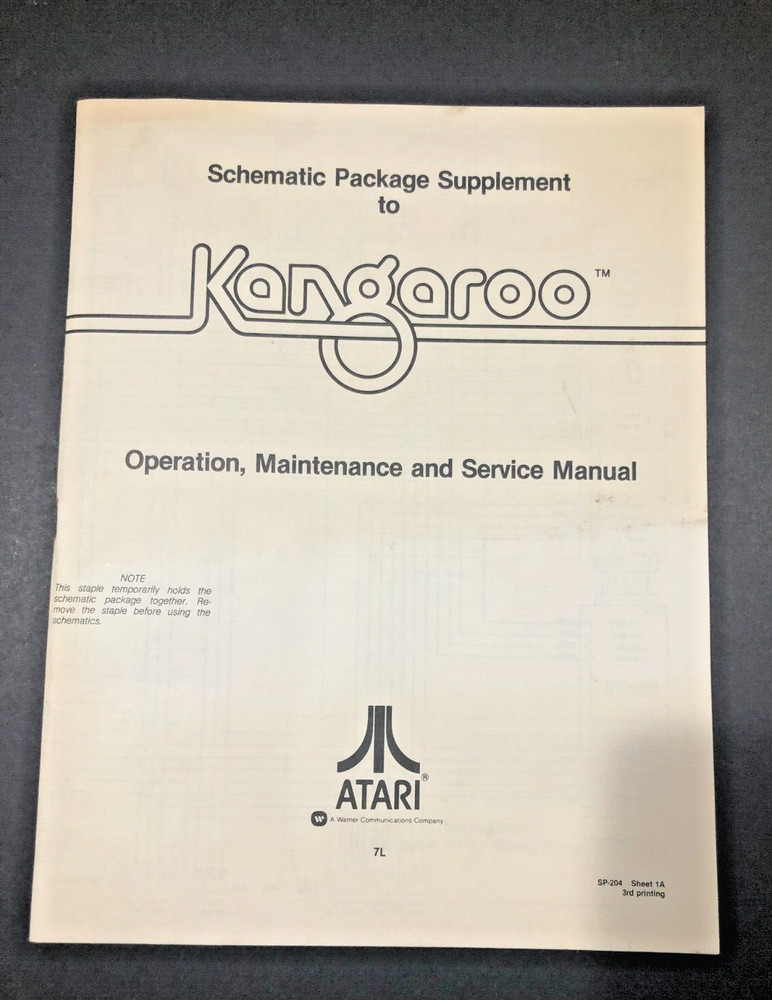 Atari Schematic Package Supplement to Kangaroo Operators Manual