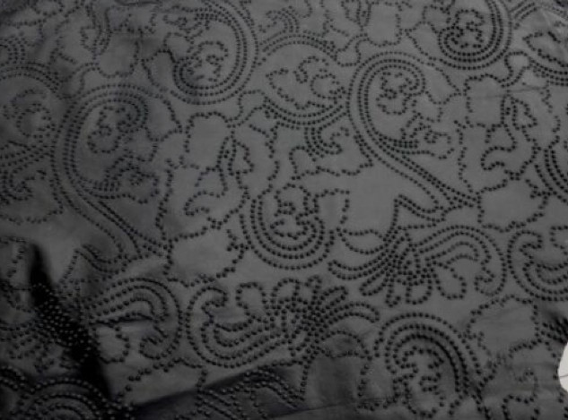 lambskin leather hide Jet Black Perforated Victorian Floral Scroll pattern 1.5oz