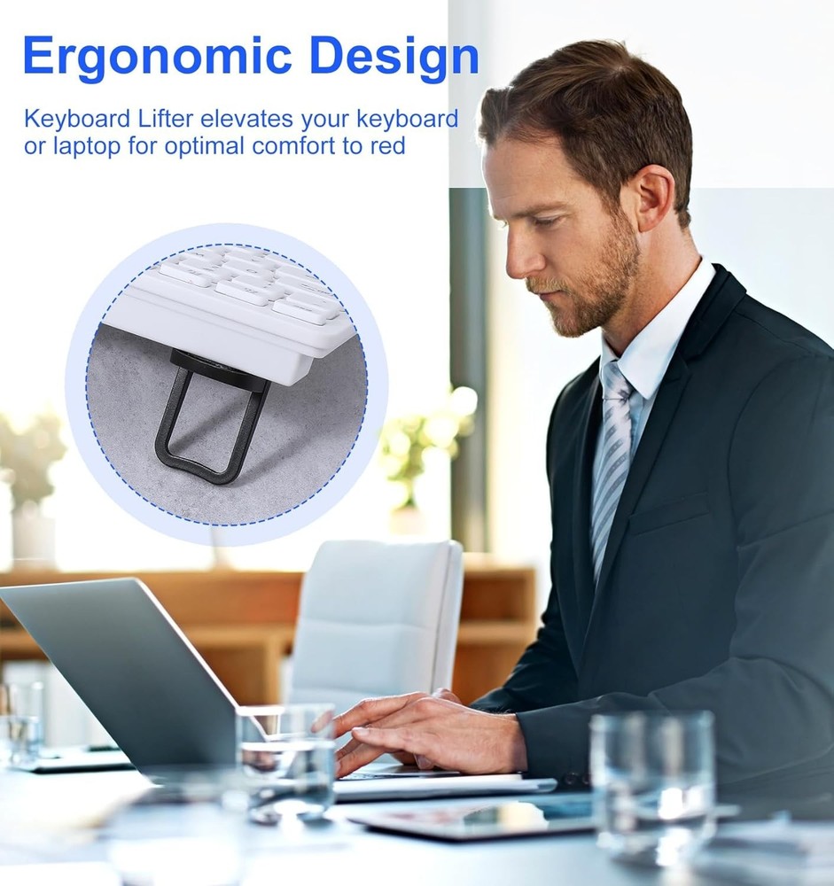 2Pcs Adjustable Portable Keyboard Riser with Dual Tilt Angles