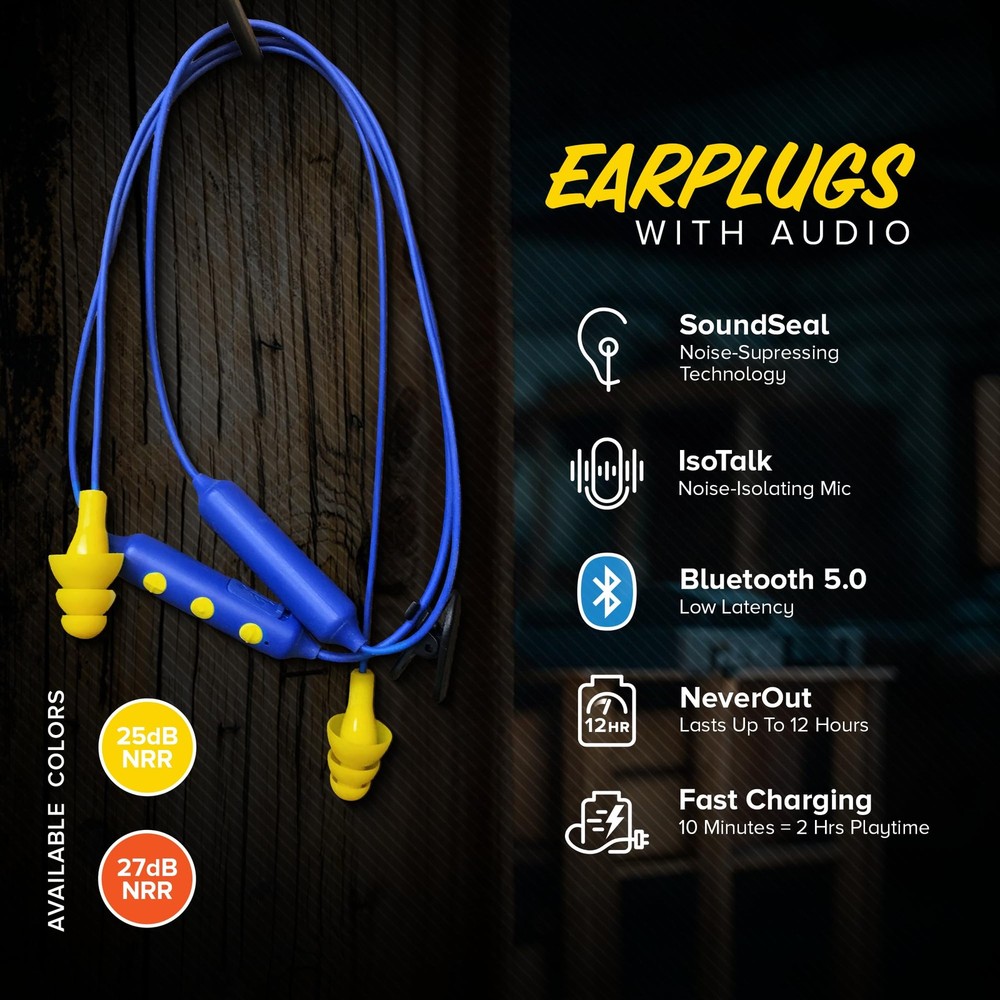 Basic Pro Earplug Headphones Wireless Bluetooth in-Ear Earplug Earbuds 25 dB ...