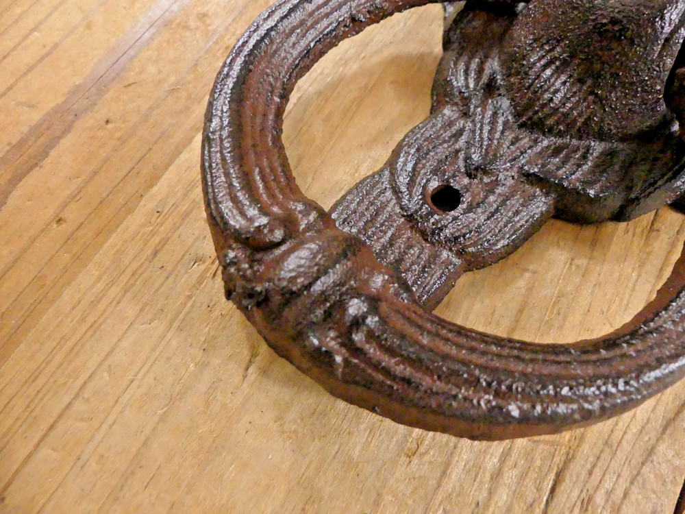 Cast Iron Door Knocker *CASTING DEFECT* Antique Style Rustic LION HEAD