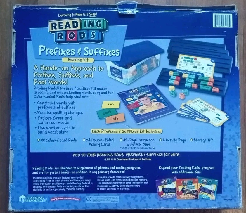 Learning Resources Reading Rods : Prefixes and Suffixes Classroom Kit Grades 2+