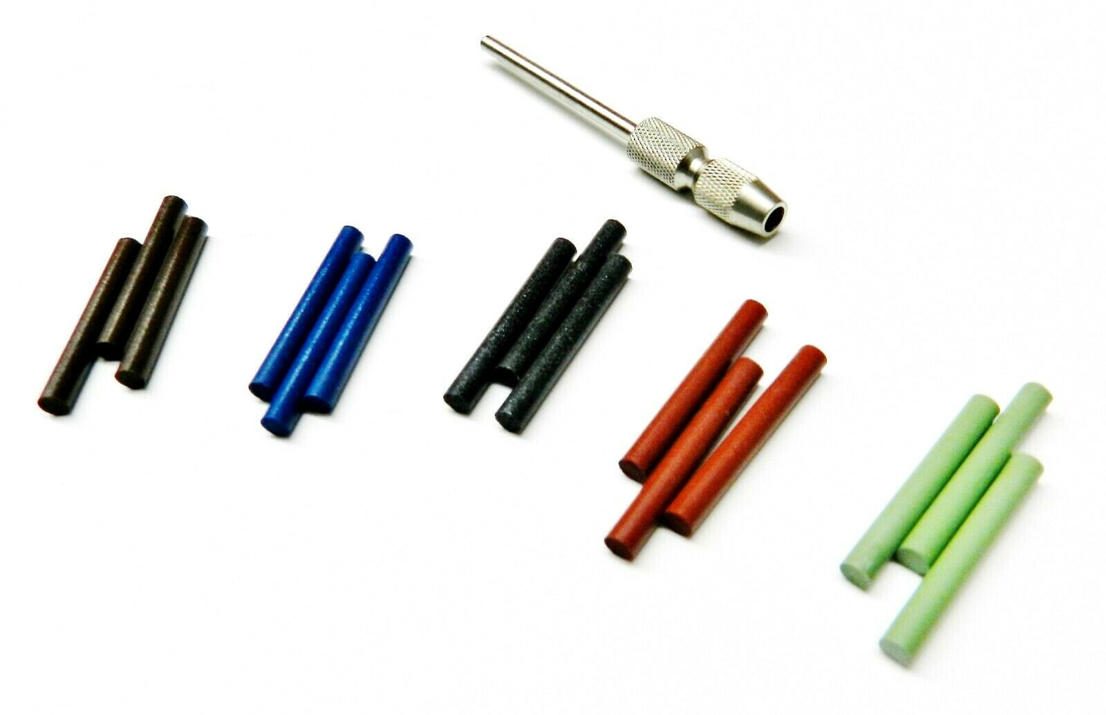 3mm Silicone Pin Polishing Points 15Pc Assortment of 5 Grades & Chuck Mandrel