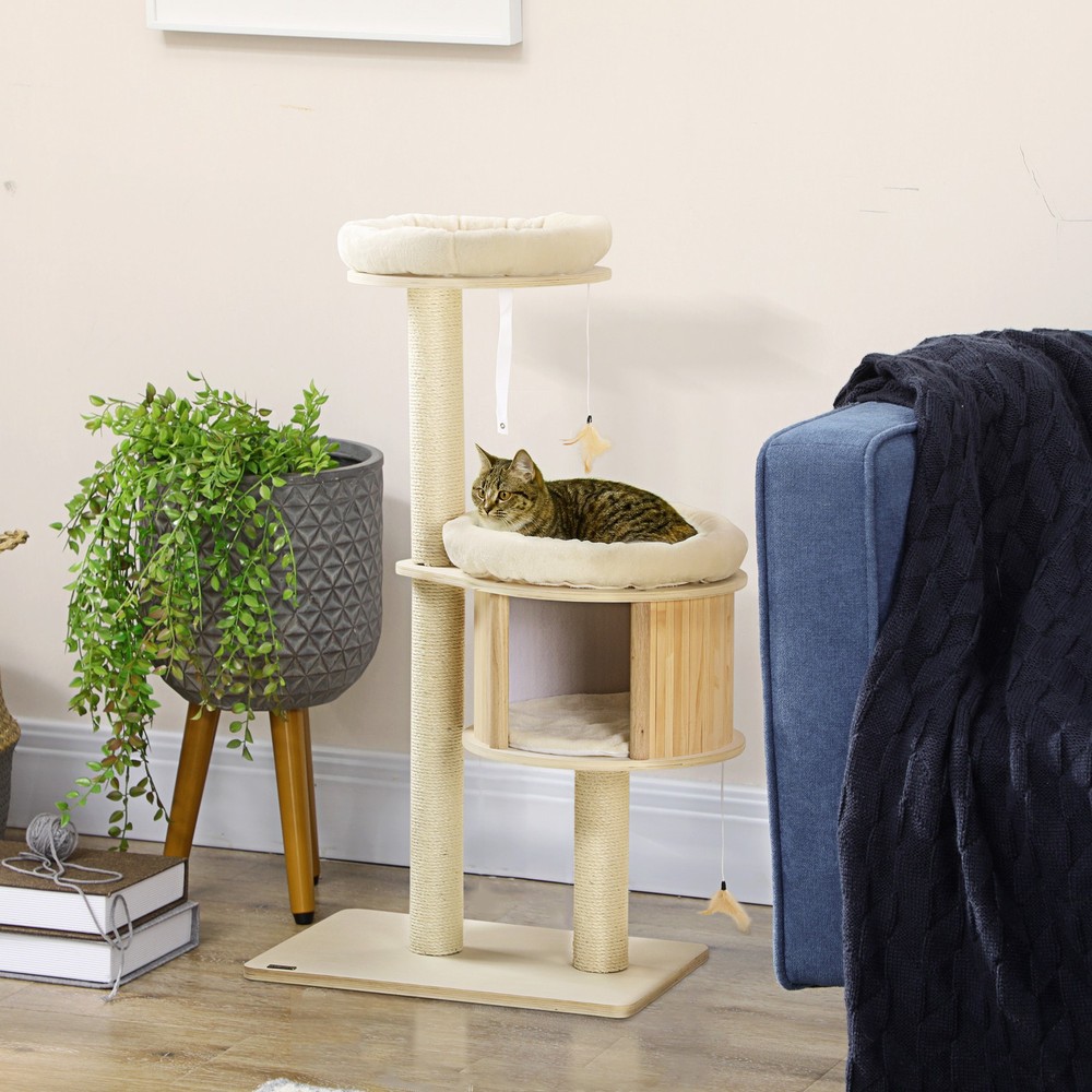3-Level Cat Tree with Sisal Scratching Posts for Playing