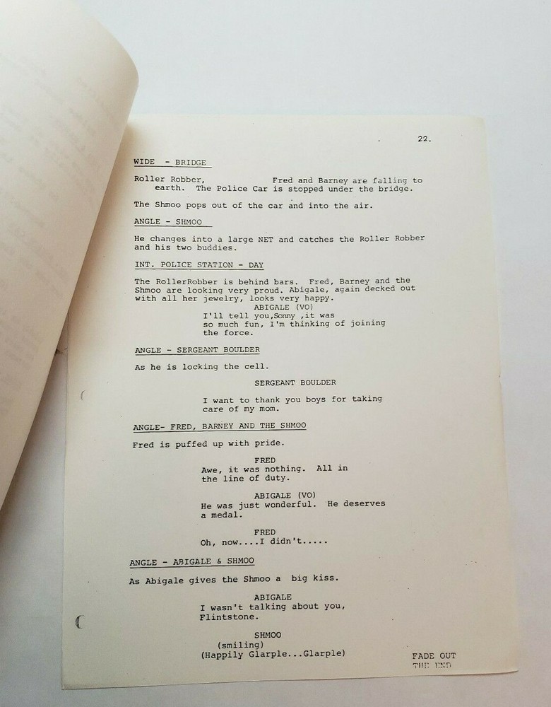 THE FLINTSTONE COMEDY SHOW / 1980 TV Script, The Bedrock Cops: "Roller Robber"