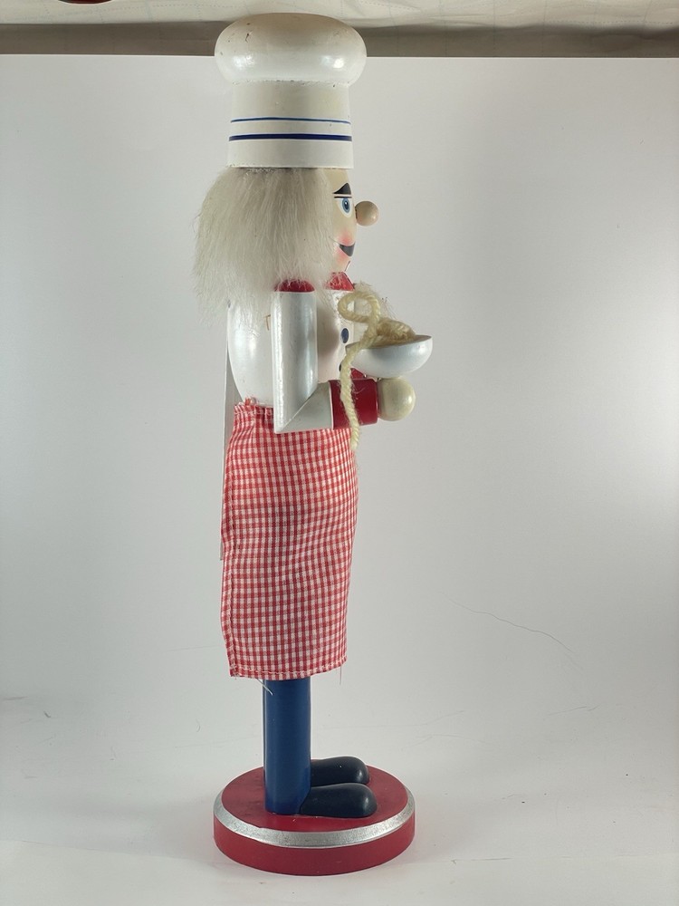 VTG. CHRISTMAS NUTCRACKER Chef - Red/White Apron with Spaghetti /Fork 14"