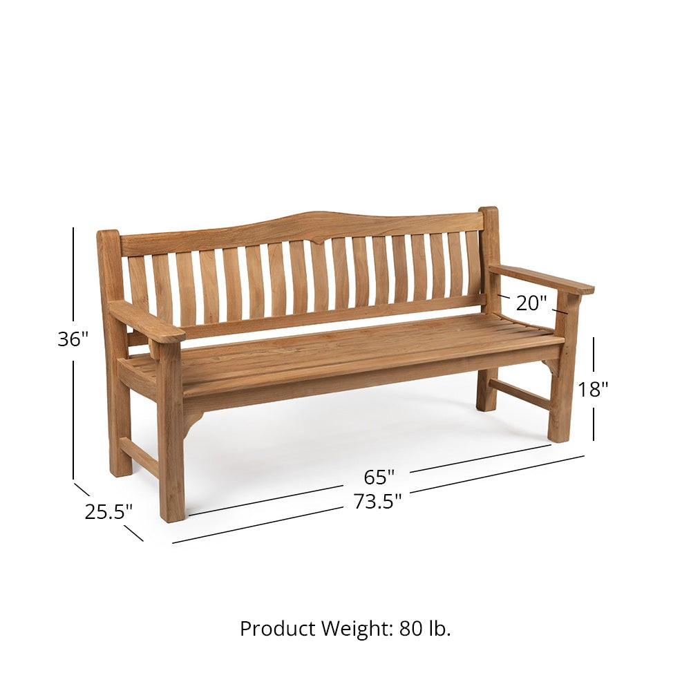 Ash & Ember Hawthorne Grade A Teak 73" Bench, Seats 2-3 People Comfortably