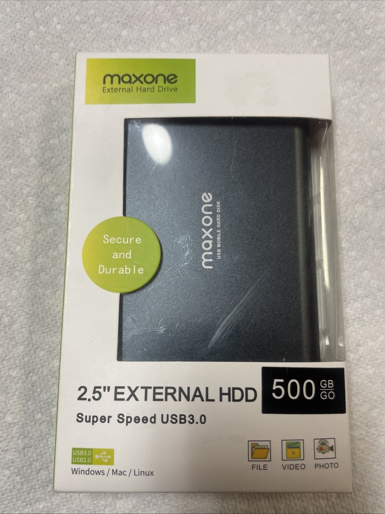 NEW - Maxone 2.5" 500GB External HDD USB 3.0