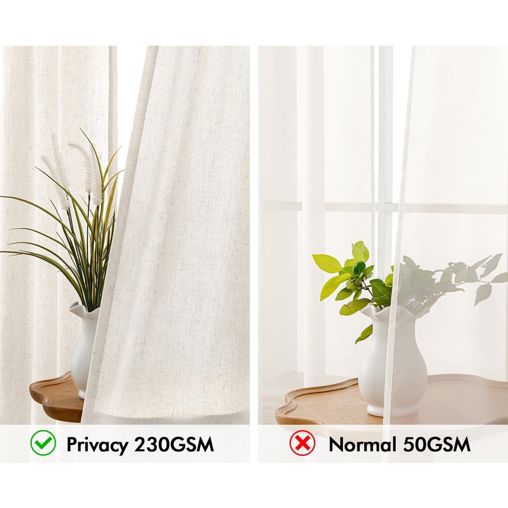 MIULEE NonSeeThrough Privacy Linen Curtains 2 Panels, Light Filtering Window ...