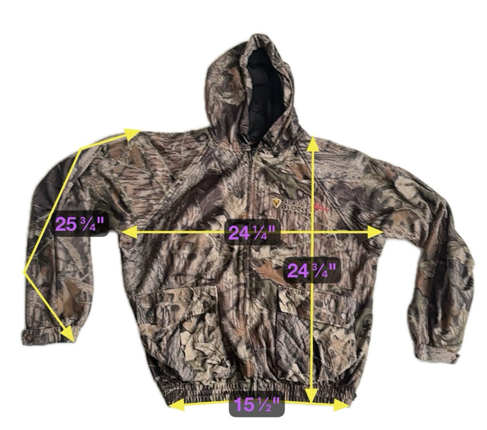 ScentBlocker Plus Buglite Camo Hunting Jacket Men Large Hooded Lined