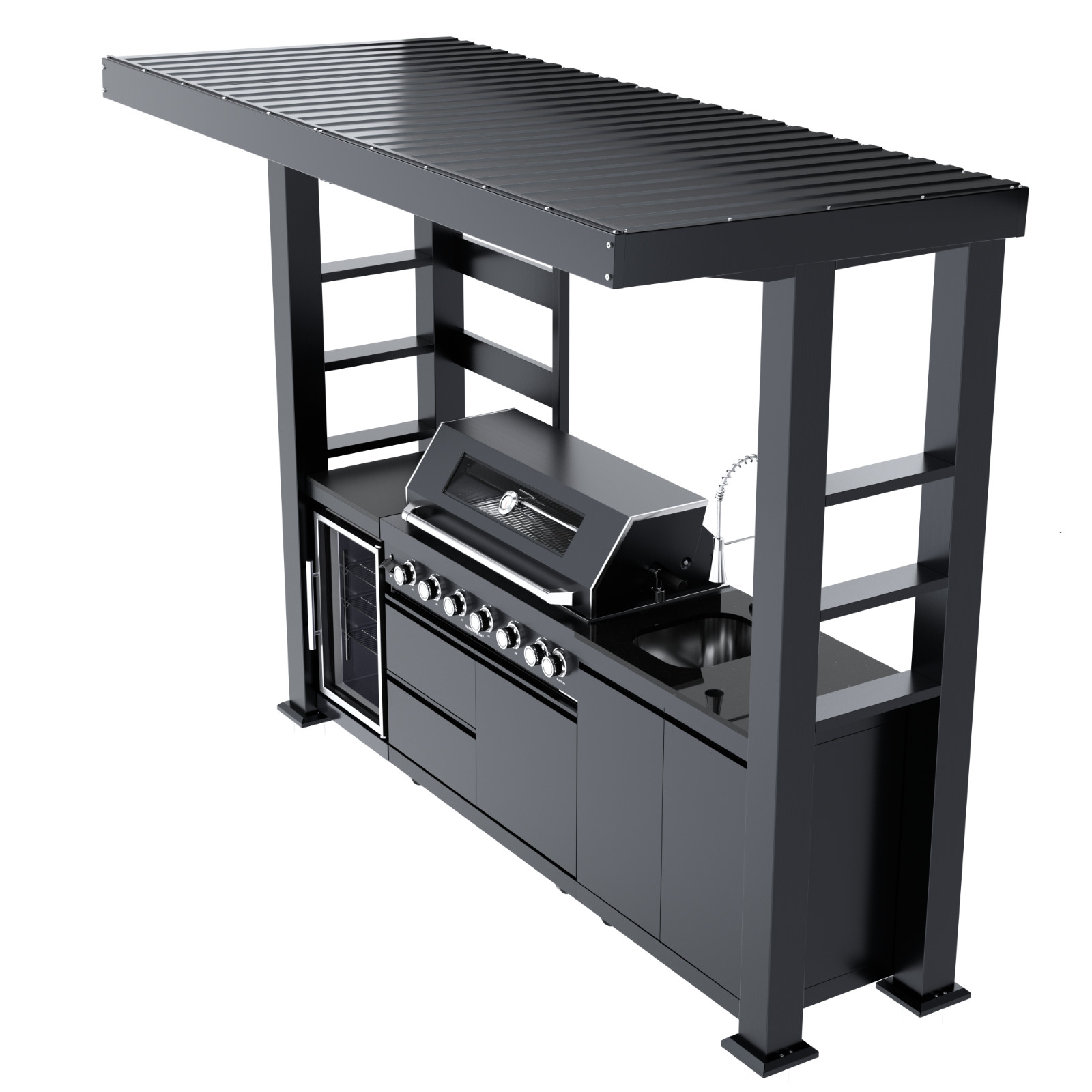 108" 6-Burner 85K BTU Stainless Steel Gas Outdoor Barbecue Island Kitchen Island