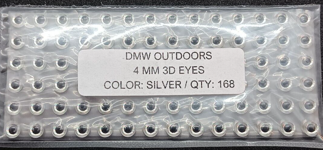 168pcs, Soft Holographic SILVER 3d adhesive fish eyes 4mm, Fly Tying, Arts,Craft
