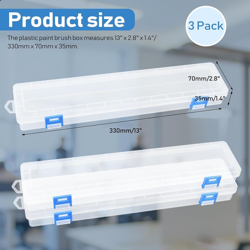 FIREBOOMOON 3 Pack Translucent Plastic Paint Brush Holder, Long Transparent