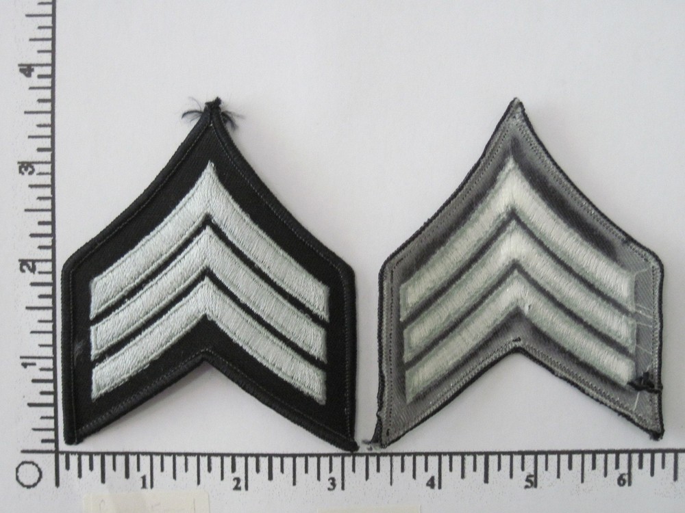 1 set (2 total) Sergeant stripes- black and silver - brand new