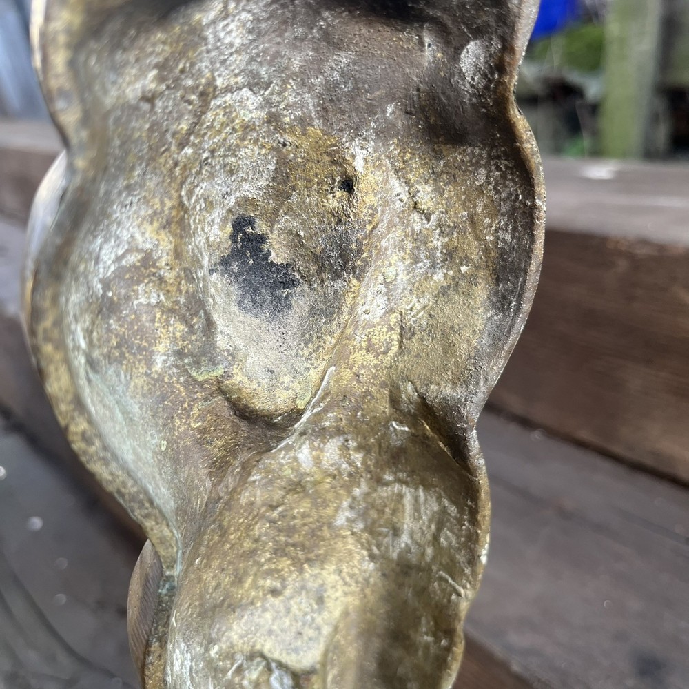 Antique Solid Brass Firedogs Lion Figure Country House
