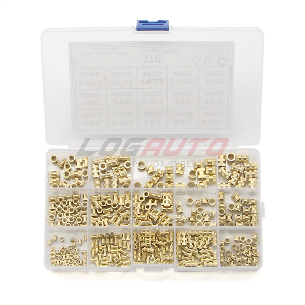 370Pcs Female Thread Solid Brass Knurled Nuts Threaded Insert Embedment M2-M5