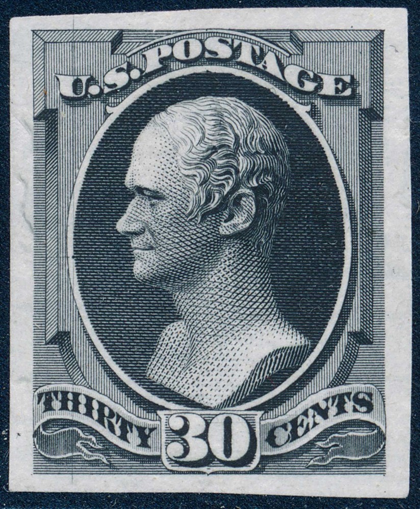 US 154P3 30c 1870 Stamp Plate Proof on india paper VF