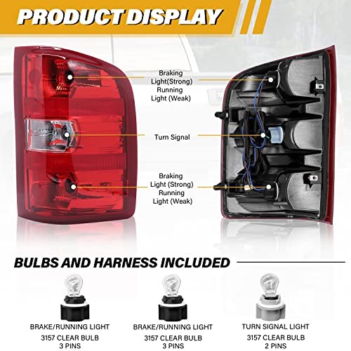 Tail Light Assembly Compatible with Chevy Right Passenger Side-Red Border