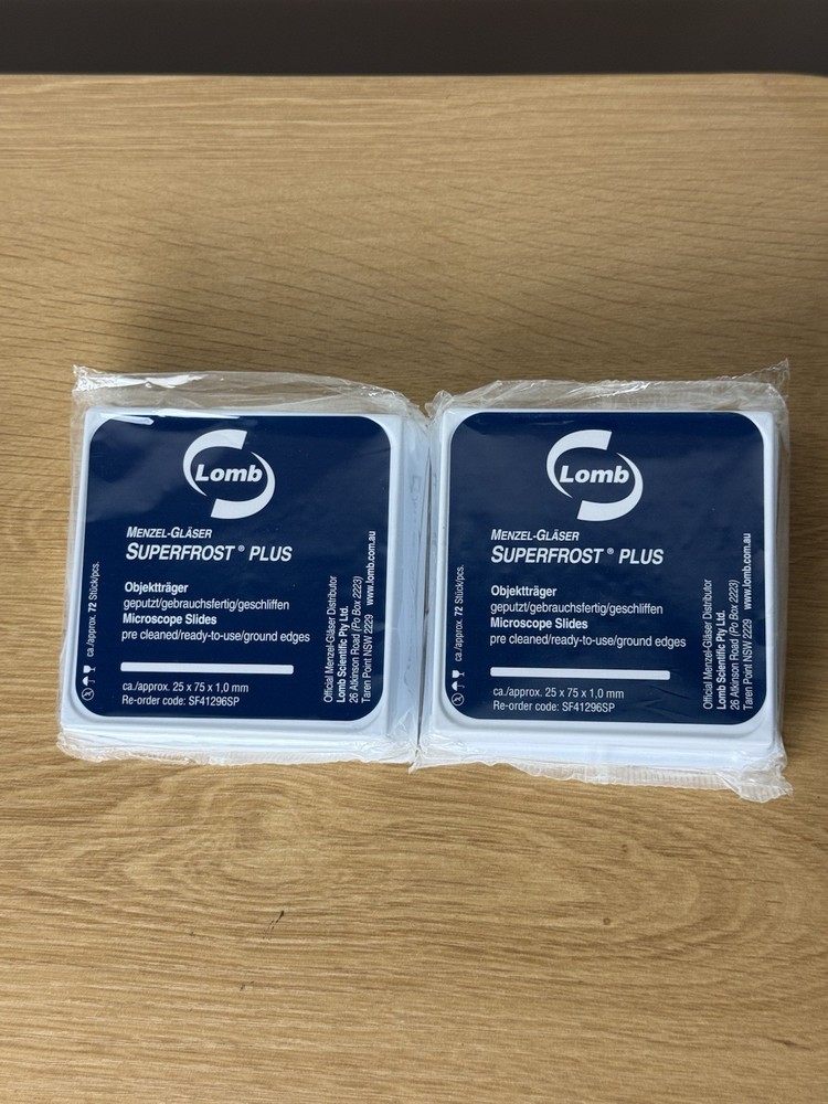 2x Lomb Superfrost Plus Microscope Slides 25×75mm Pre-Cleaned