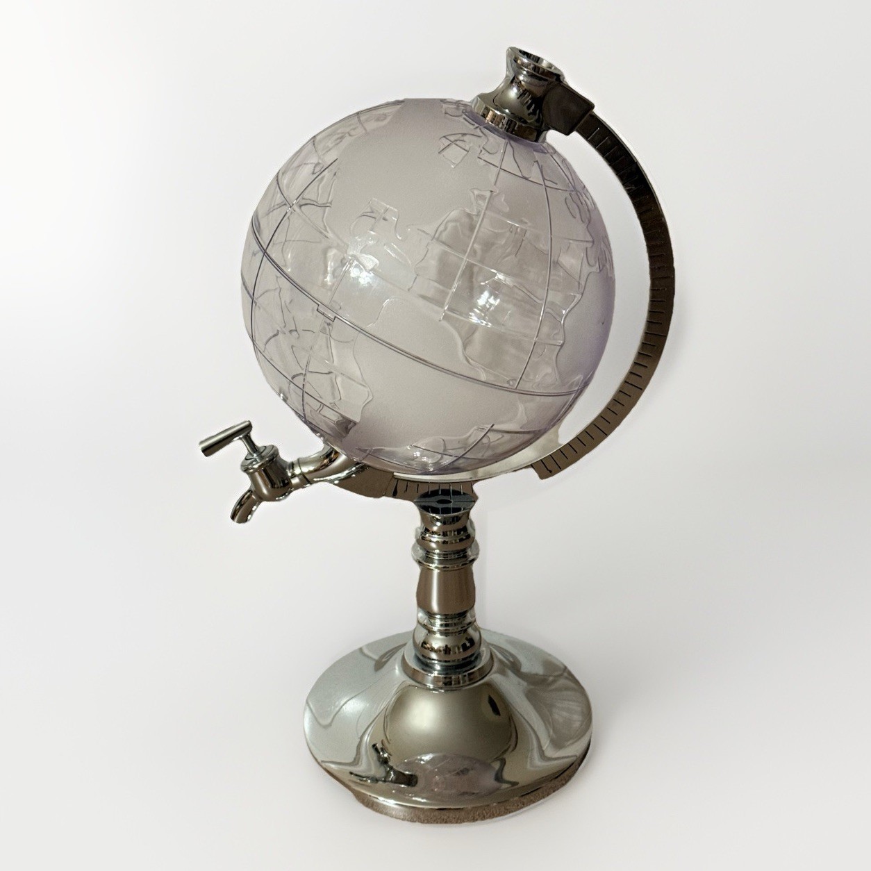 Godinger Silver Art Co. Plastic Globe Decanter w/ Metal Base 14” Water Dispenser