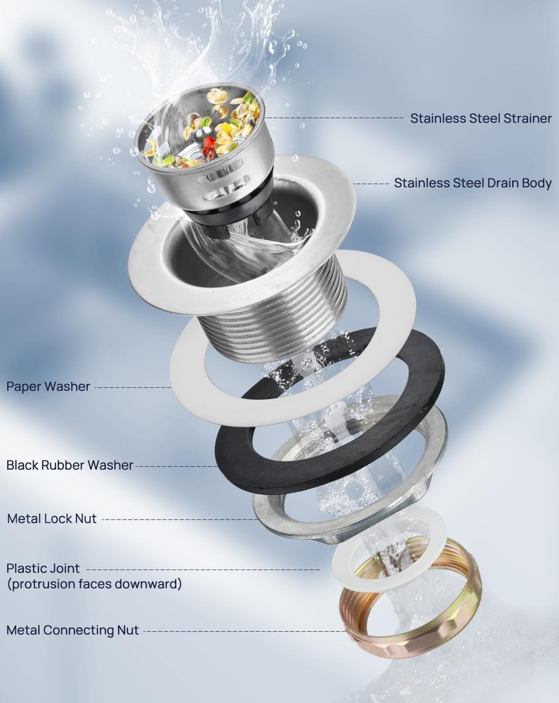 Professional 2" Kitchen Sink Drain Set featuring Strainer and Stopper