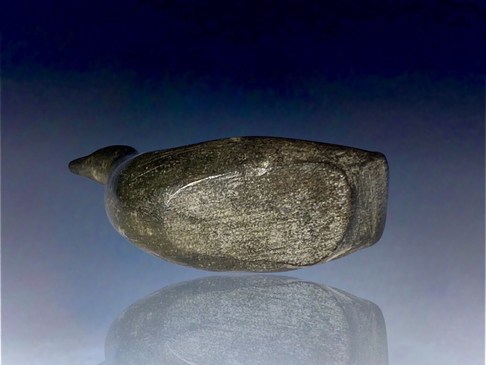 19th Century Inupiat Inuit Carved Stone Hunting Loon Effigy / Fetish