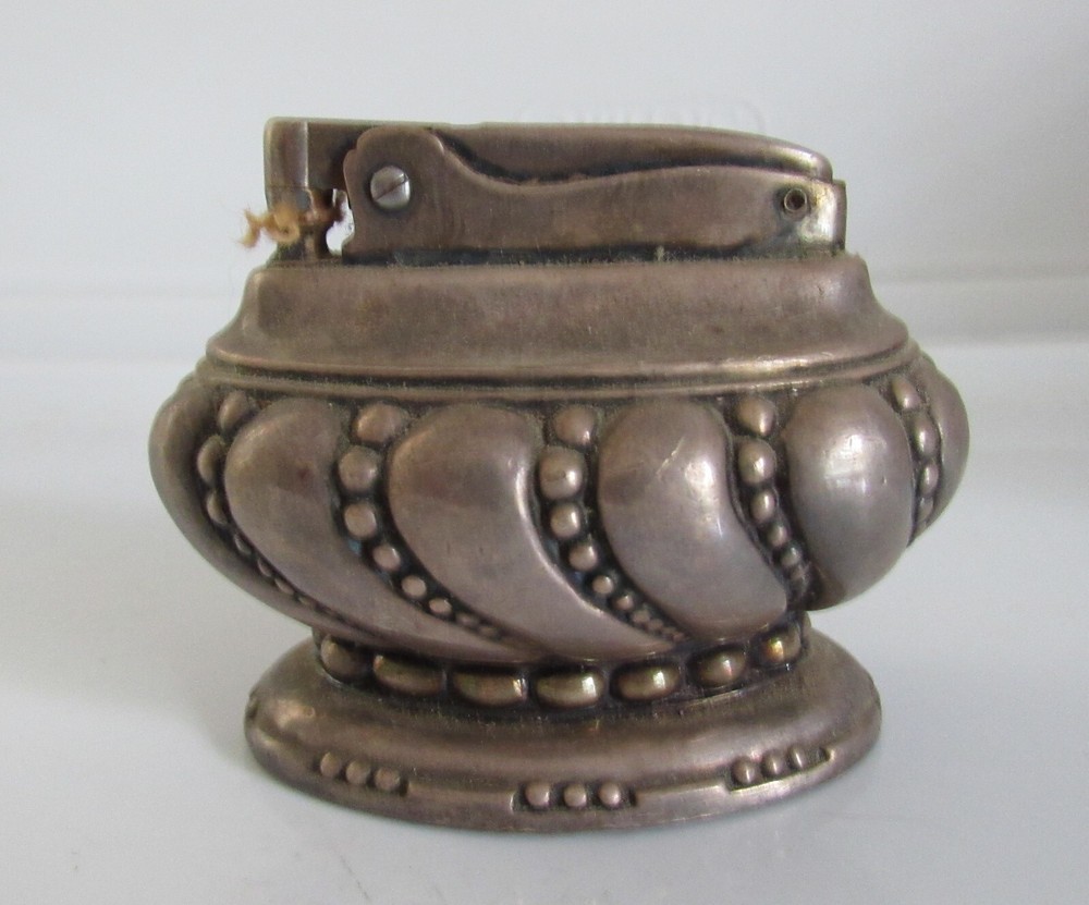 RONSON CROWN SILVER PLATED TABLE LIGHTER VINTAGE NEVER USED