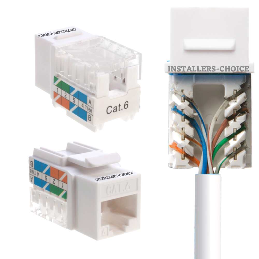 100 pcs Cat6 Punchdown Keystone Jack White 45 Degree Angle Ethernet Network PACK
