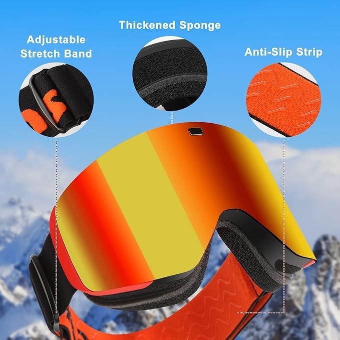 OTG Ski Goggles - Snowboard Goggles Over Glasses for Men, Women & Youth