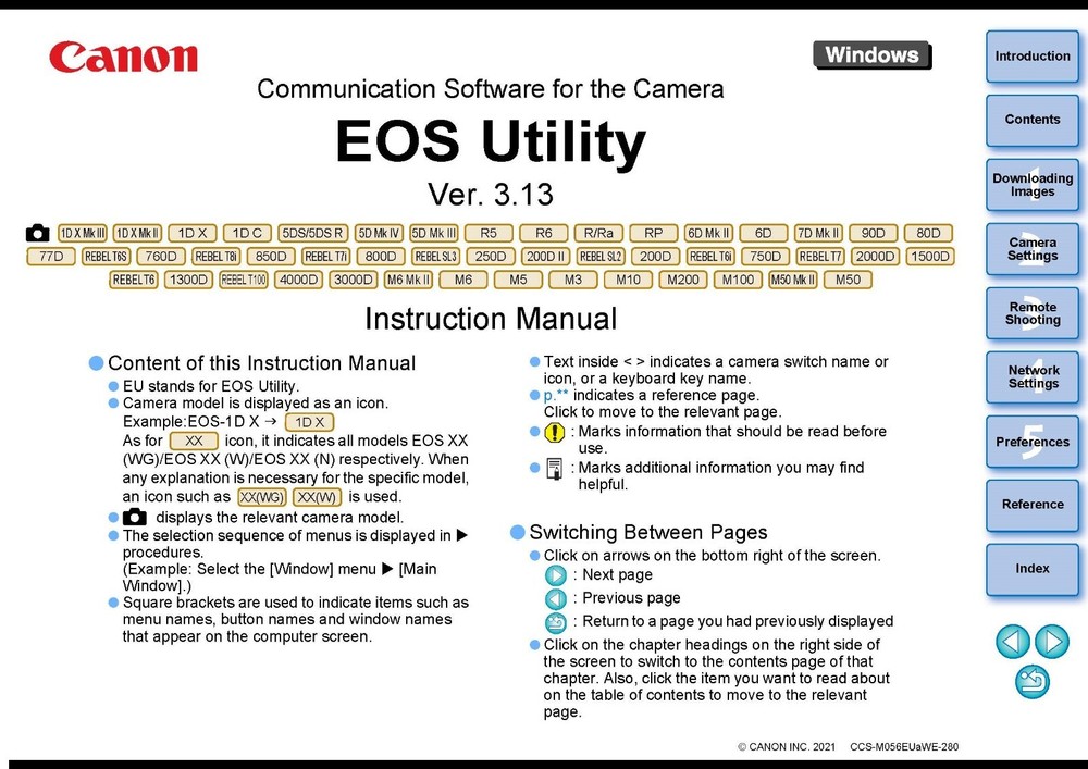 Canon EOS Utility Software V 3.13 WINDOWS OS Software Instruction Manual