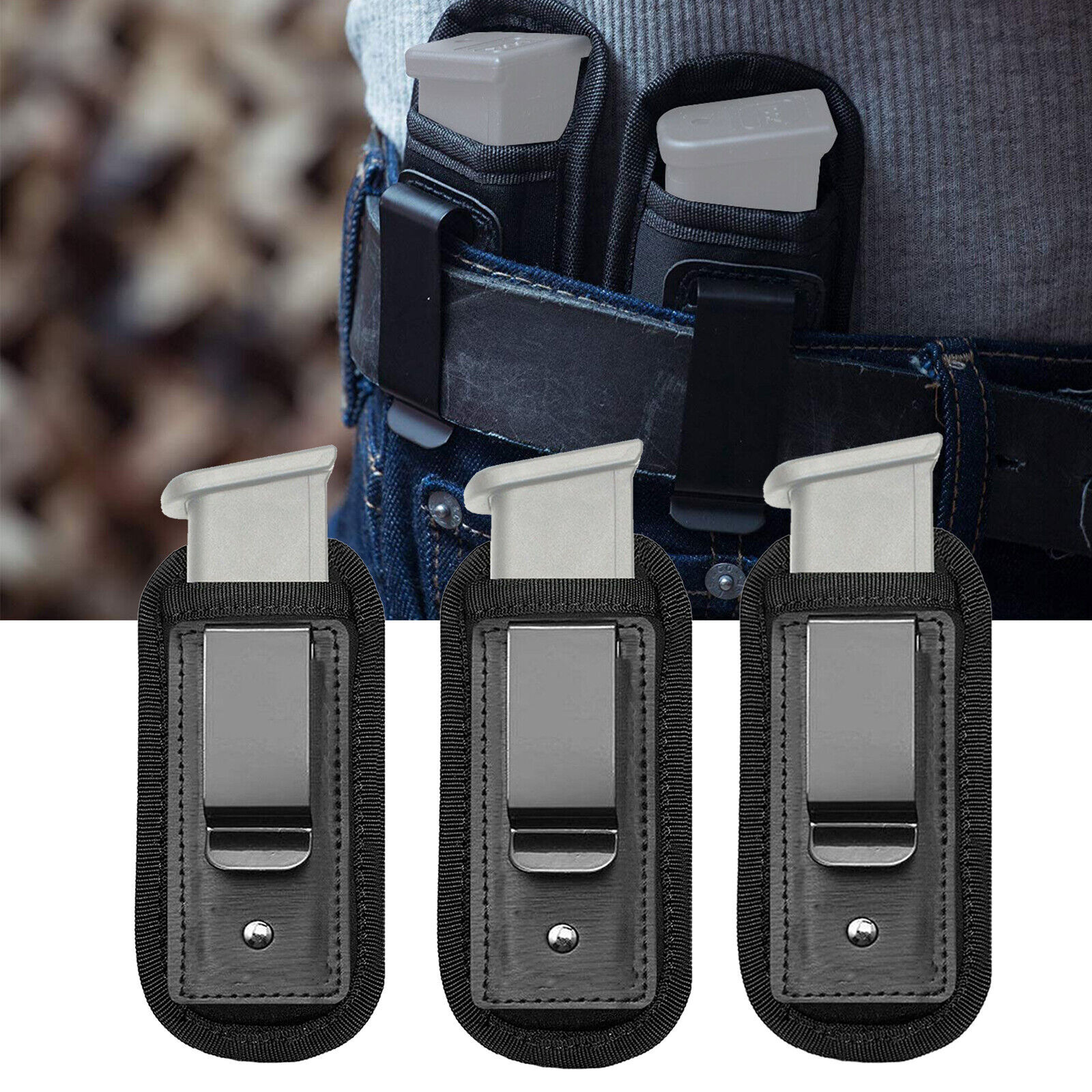3 Pack Tactical IWB Magazine Pouch for .40 .45 .22 9mm Pistol Mag Holder Holster