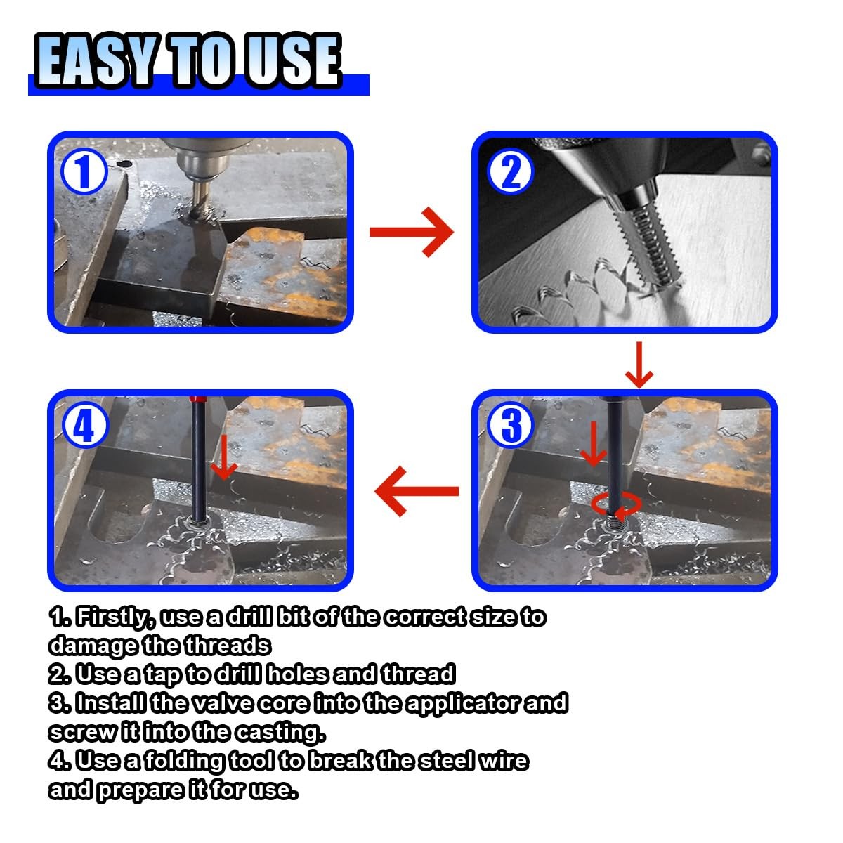 30PCS M6 x 1.0mm Thread Repair Insert Kit, Metric Helicoil Kit Compatible Hand T