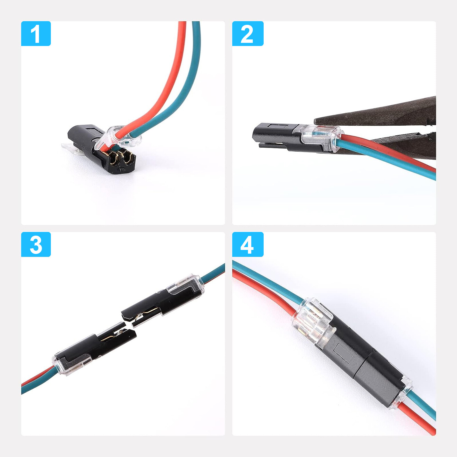 50PCS Double-Wire Cable Plug-in Snap Connector Connections Clamp Locking Buckle