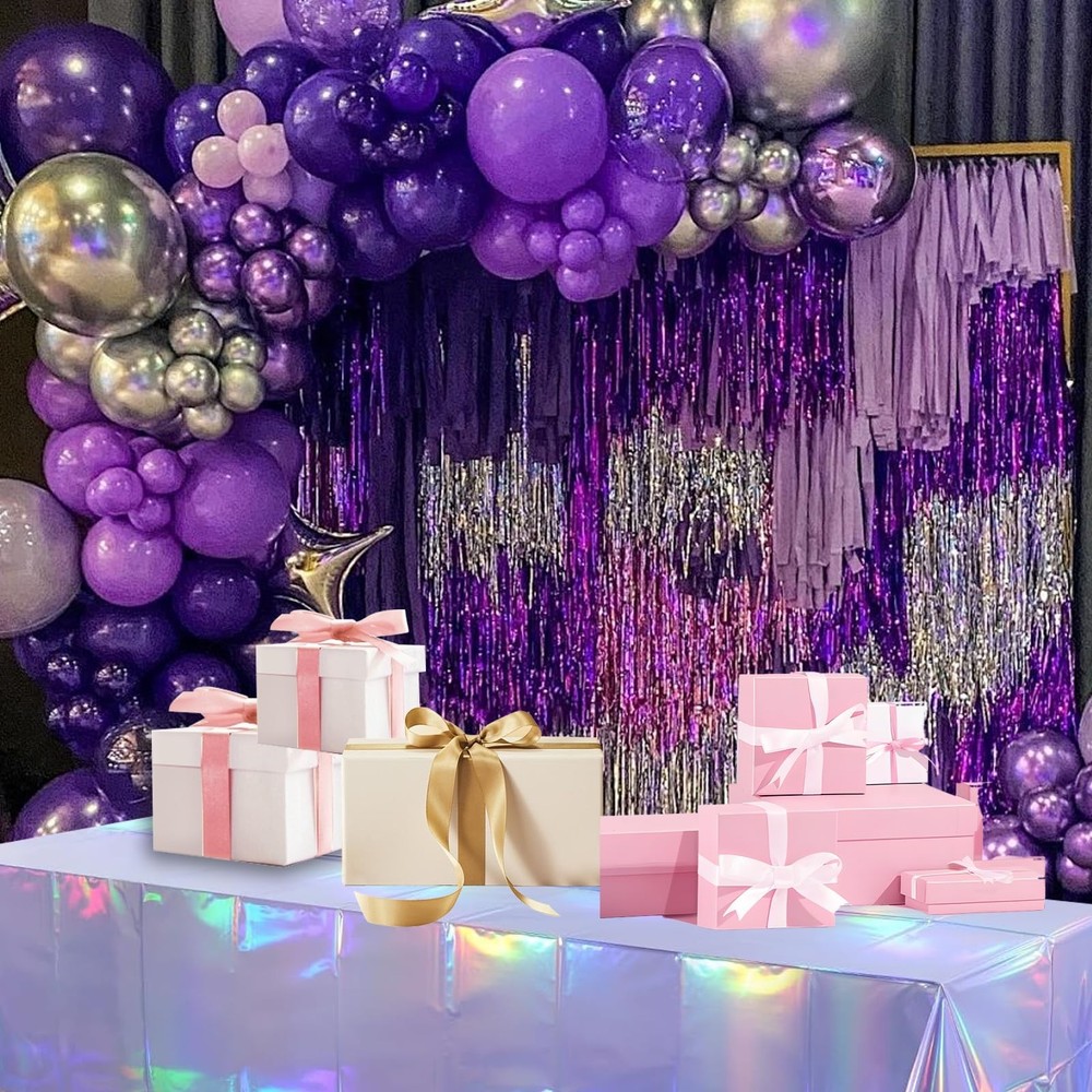 Iridescent Light Purple Table Cloths (2 Packs) - 54x108 Inch Rectangular Plas...