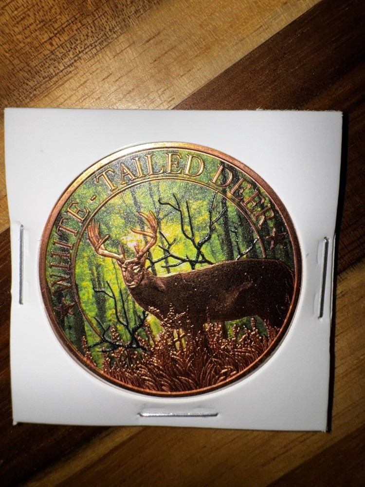 1 oz. COLORIZED "White Tailed Deer"  Copper Round